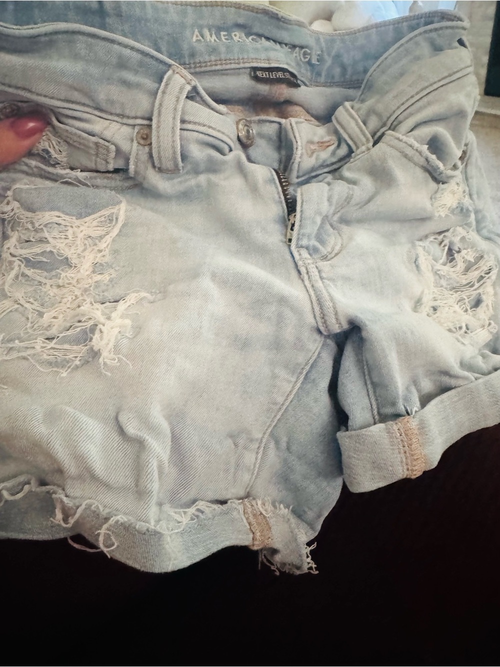 American Eagle Outfitters Light Wash Distressed Denim Shorts